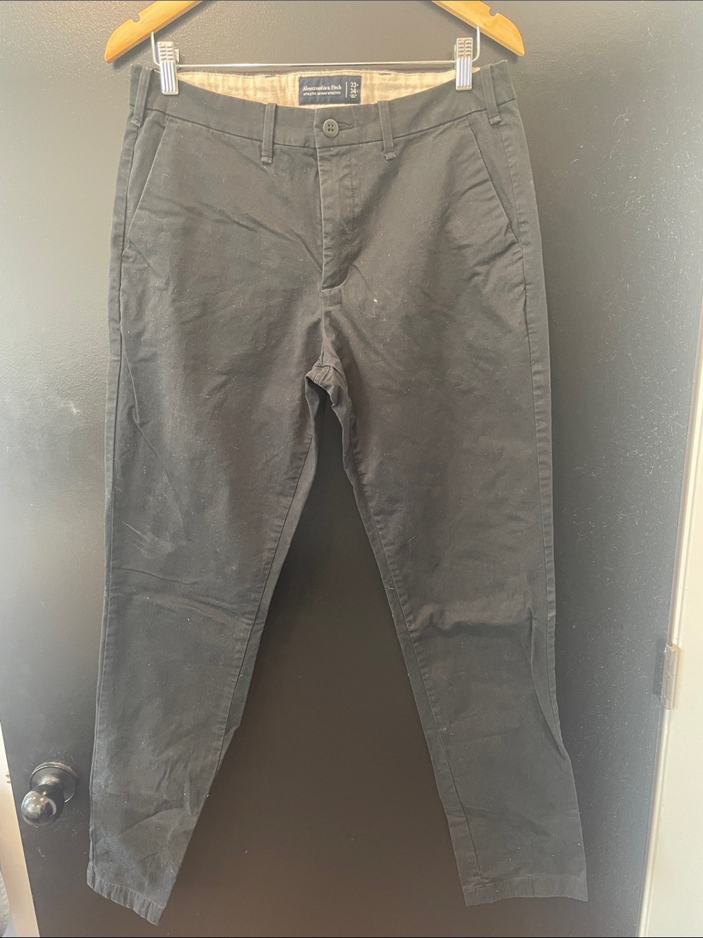 Abercrombie & Fitch Black Chinos - Athletic Skinny Stretch Casual Trousers 33x34